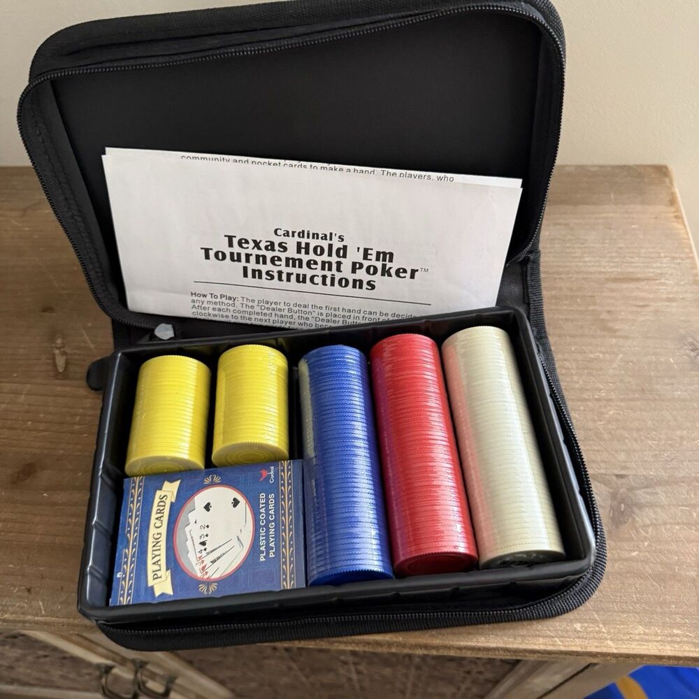 Vintage Cardinal Texas Hold 'Em Set Unopened Poker Chips And Cards